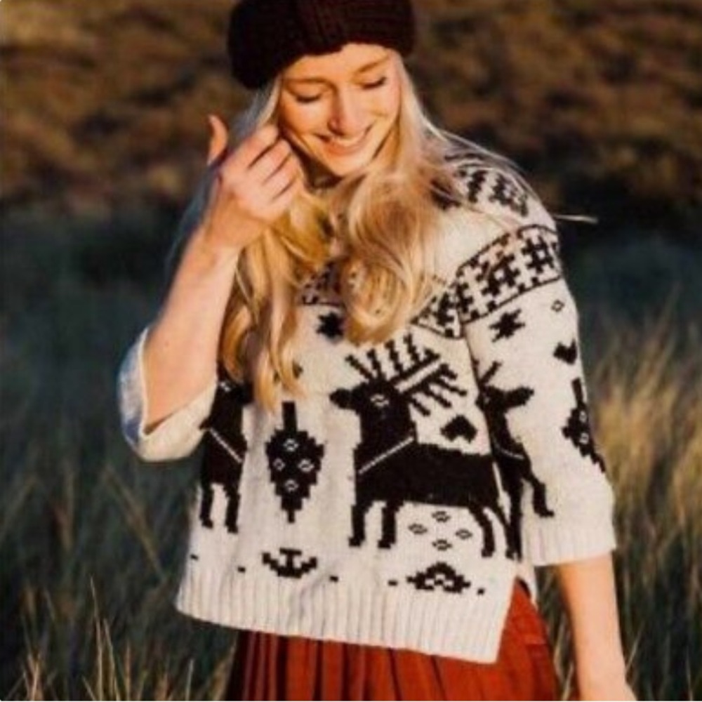 H&M Reindeer Winter Wool Alpaca Blend Sweater